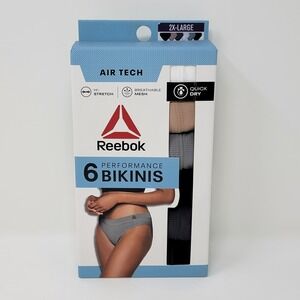 New! Reebok Women's 2XL Air Tech Stretch Mesh Performance Bikinis Boxed 6-pack